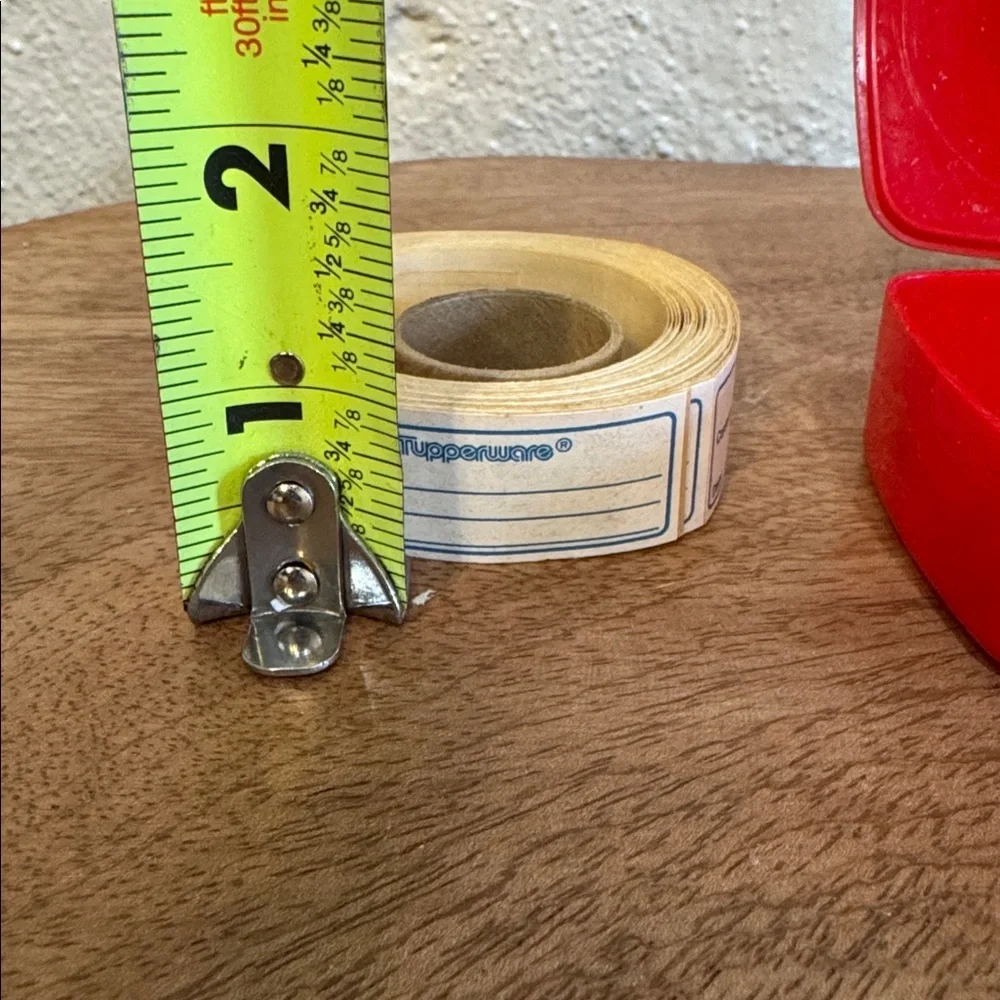 Vintage Tupperware Label Dispenser Red Container with Roll of Labels